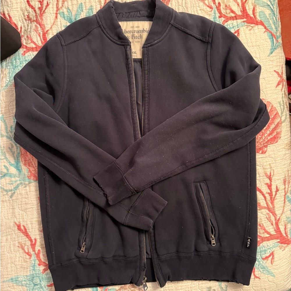 Abercrombie & Fitch Navy Zip-Up Bomber Jacket